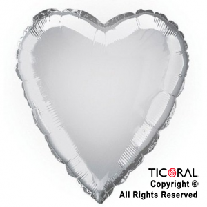 GLOBO MYLAR CORAZON 18  PLATA METALIZADO ENVASADO HS7958-B-2 X 1  X ( 5 )